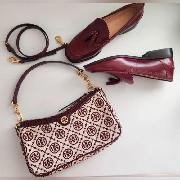Tory Burch T Monogram Chenille Studio Shoulder Bag - Picture 1 of 11